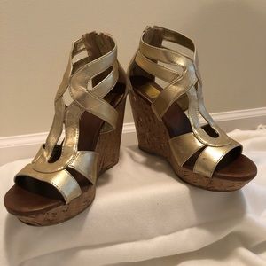 Gold Wedges Sandals Shoes